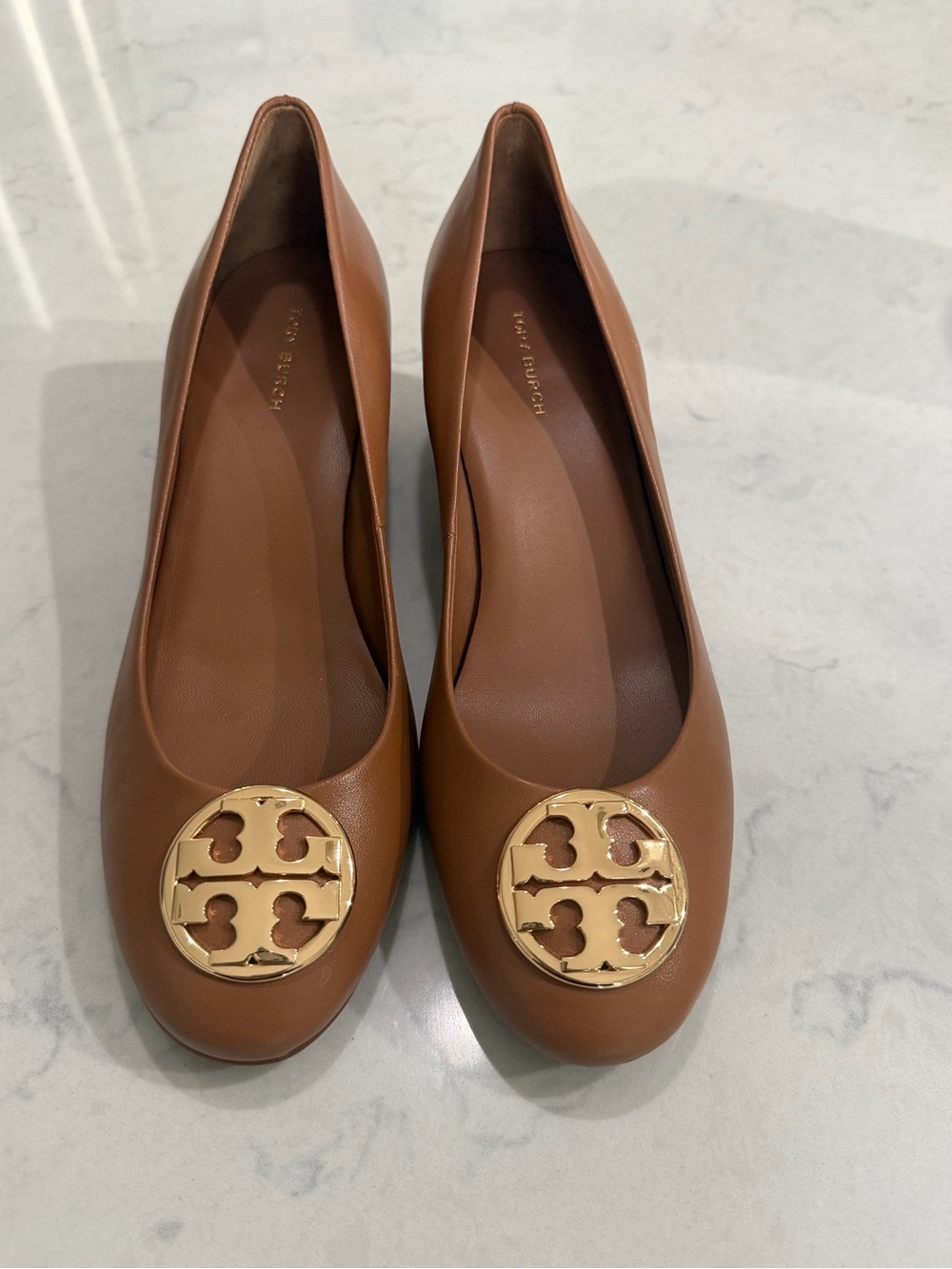 Tory Burch Tan Leather Block Heels